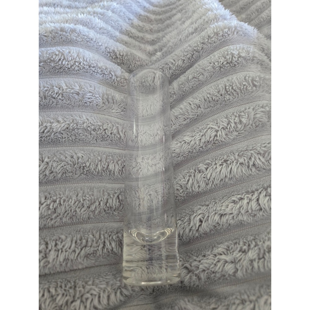 Modern Clear Glass Bud Vase Heavy Weighted Base Cylindrical Floral Decor 7.5in